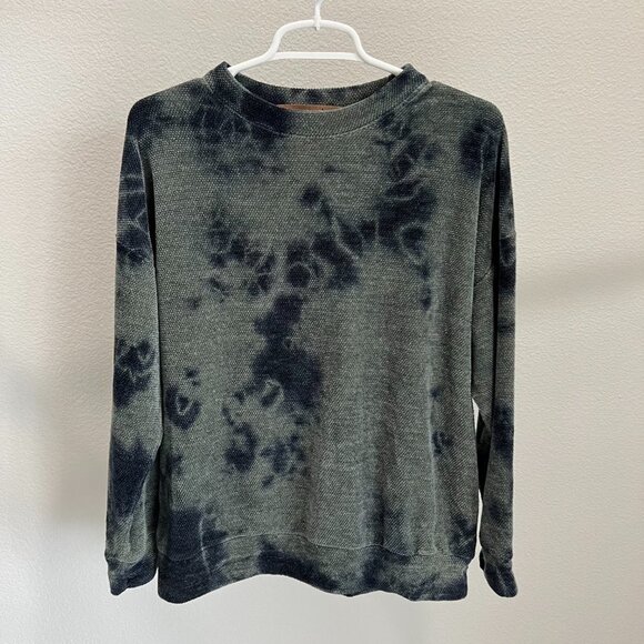 The Nu Vintage Tops - Green & Navy Blue Tie Dye Sweat Shirt